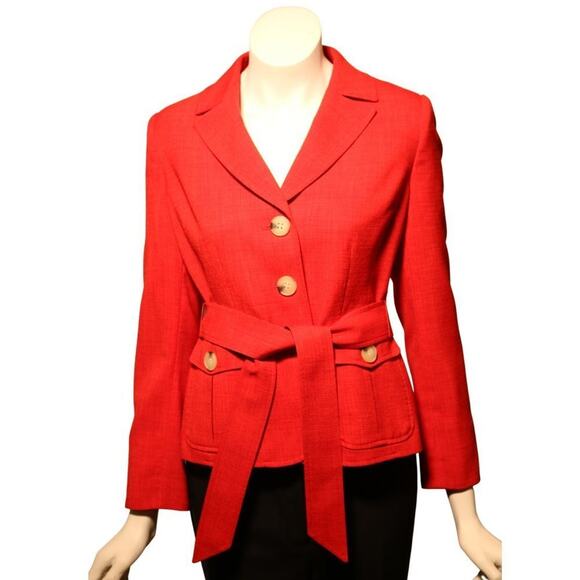 Evan Picone Blazer Lined Red Womens Size 2P - Picture 2 of 13